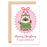 Siamese Cat Merry Christmas Card